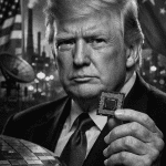 Mapa geopolítico con rutas de cadenas de suministro de semiconductores conectando países firmantes de la Pax Silica, con chips de silicio superpuestos sobre banderas nacionales