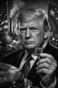 Mapa geopolítico con rutas de cadenas de suministro de semiconductores conectando países firmantes de la Pax Silica, con chips de silicio superpuestos sobre banderas nacionales