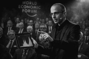Harari asustó a Davos con «Los Vigilantes», un término que la IA supuestamente inventó para nombrar a la humanidad. En realidad es un artefacto estadístico. Analizamos cómo el catastrofismo tecnológico libera a las élites de su responsabilidad regulatoria.