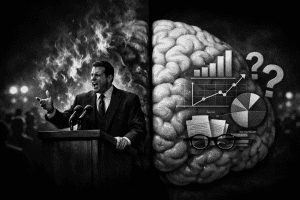 La selección natural nos programó para seguir al más confiado, no al más competente. En la era de los algoritmos y el populismo, ese sesgo evolutivo se ha convertido en una vulnerabilidad política sistémica.