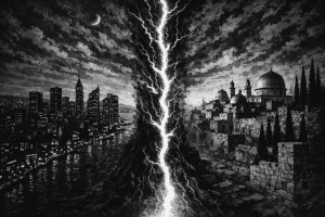 Dos ciudades, dos proyectos irreconciliables de civilización. Israel alberga desde su fundación una tensión entre democracia liberal y teocracia en construcción que la política del miedo permanente ha mantenido bajo anestesia. Ya no.